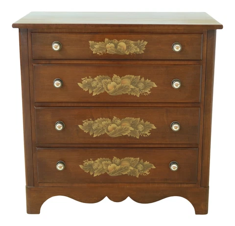 32056EC:HITCHCOCK Stencil Decorated 4 Drawer Early American Style Chest Cover
