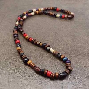 Collar de cuentas de madera hombres mujeres surfista tribal oración boho yoga meditación budista - Imagen 1 de 2