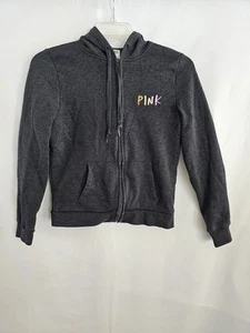 Victoria Secret Hoodie pink grau Reißverschluss Regenbogen Logo Größe M - Bild 1 von 9