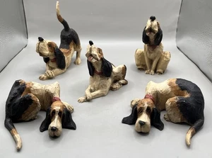 Holz geschnitzte Bluthund Hund Figuren Vintage 80er signiert "TW" (5) Volkskunst - Bild 1 von 10