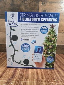 Bright Tunes 26' Musical String Lights w/ 4 Bluetooth Speakers 80 White LEDs New - Picture 1 of 4
