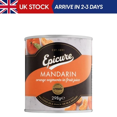 Epicure Tinned Mandarin Orange Segments in Fruit Juice, 298 g (Pack of 12)