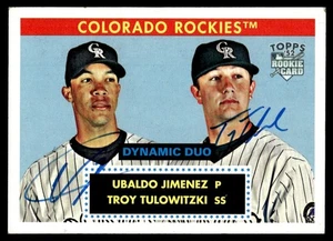 2007 Topps Rookie Ubaldo Jimenez / Troy Tulowitzki DUAL SIGNED AUTOGRAPH - Picture 1 of 2