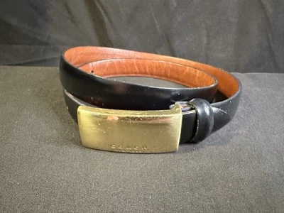 Cinturón ajustable Coach hecho a mano de cuero pulido negro y latón #8542 Foto 1 de 4