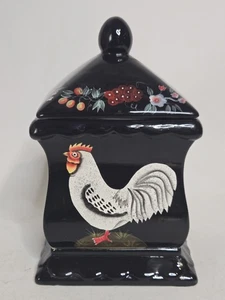 Barattolo Biscottiera con Coperchio Gallo Pollo 11" Alto Nero  - Foto 1 di 12