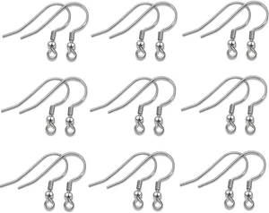 100PCS Stainless Steel Ball & Coil Earring Hooks Findings, Ear Wire for DIY Jewe - Picture 1 of 5