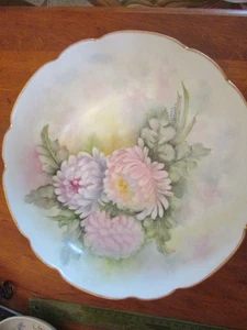 Giraud Limoges France Pastell Goldrand gewelltes Porzellan signiert Jean Clements - Bild 1 von 7