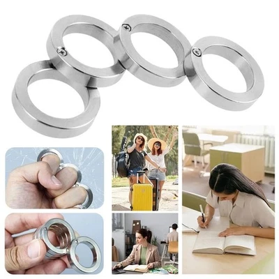 Anillo de dedo plegable de cuatro dedos juguete inquieto de acero inoxidable para el estrés y la ansiedad Foto 1 de 4