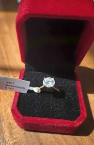1.75 CT Certified Real Moissanite Engagement Ring Solid 10K Yellow Gold - Picture 1 of 9