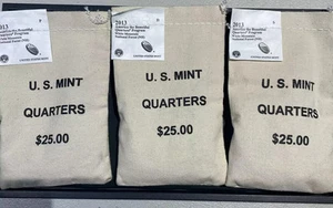 2013 - P.D.S. ATB Quarters White Mountain $25 U.S. Mint Sewn Bags - Picture 1 of 1