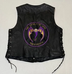 Vtg She Devils California Motorcycle Club Vest Patch Tipsy XL Just Leather - Foto 1 di 4