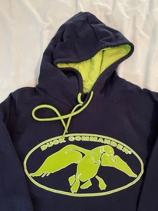 Felpa con cappuccio Duck Commander uomo taglia large blu verde marca caccia maglione caccia - Foto 1 di 5