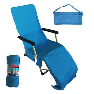 Blau-Frottee-Liegetuch-Liegenbezug-Schonbezug-Gartenliege-Strandliege-Bezug - Bild 1 von 1