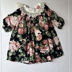 Rare Editions 1980’s Floral Ruffle Collar Vintage Dress Sz 4t USA Made - Picture 1 of 10