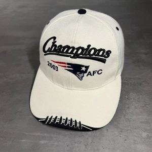 Vintage New England Patriots Hat White Black 2003 AFC Super Bowl Football Cap - Picture 1 of 7