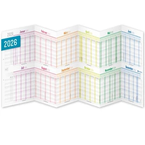 Urlaubs-/Team-Kalender 2026 - A4-Leporello - 89 x 29 cm / Rainbow / Häfft-Verlag - Bild 1 von 7