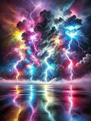 CZYWJMEI 5D Colorful Lightning Diamond 12 x 16 inches,  - Image 1 of 4