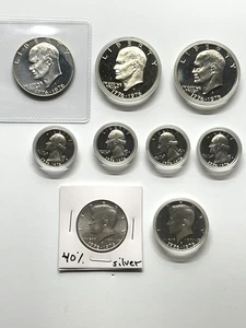 1976-S 40% Silver Collection - Bicentennial US Mint Coins - 8 PROOFS + 1 UNC - Picture 1 of 9