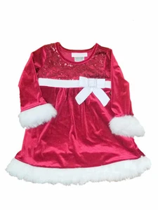 Infant Baby Girls Red Velvet Santa Christmas Holiday Fancy Party Dress 3T - Picture 1 of 1