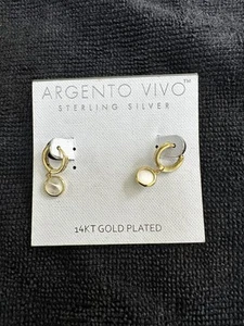 Argento Vivo gold plated sterling silver enameled crescent earrings studs - Picture 1 of 2