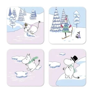 Moomin Winter 2022 Coasters 4-Pack 9×9 cm Birch Veneer – Swedish Design - Picture 1 of 1