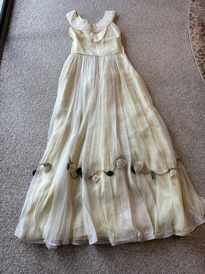 VTG Betty Lane Original 1950s Butter Yellow Party Dress Cupcake Rockabilly - Image 1 of 4