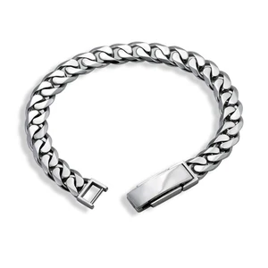 Brazalete sólido PT950 ancho 7 mm cadena cubana Miami platino para hombre longitud 21 CM - Imagen 1 de 15