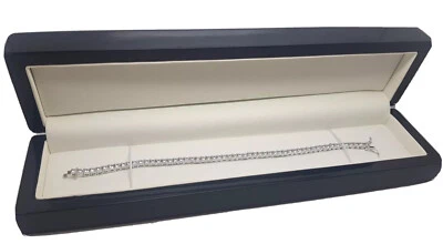 Platinum finish round cut created diamond tennis bracelet gift boxed free post - Image 1 of 4