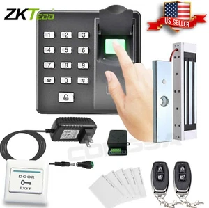 Türzugangskontrollsystem biometrischer Fingerabdruck zkteco, magnetisches Schloss, 2 Fernbedienungen - Bild 1 von 10
