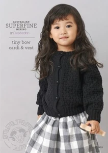 Tiny Bow Cardi & Vest 3 months - 4 Years #455 Pattern Booklet Australia Merino - Picture 1 of 2