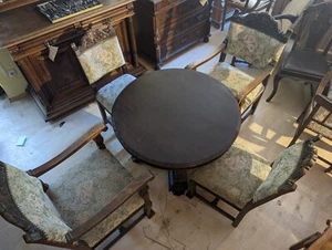 Sitzgruppe runder Tisch mit 4 Stühlen ANTIK - sehr edel aus Eiche - Landhausstil - Bild 1 von 6