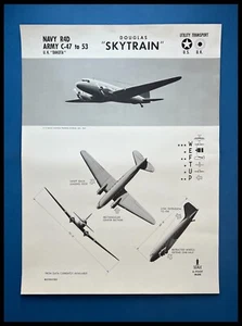 Douglas C-47 "Skytrain" WWII Era U.S. Naval Training Aircraft Recognition Poster - Picture 1 of 5