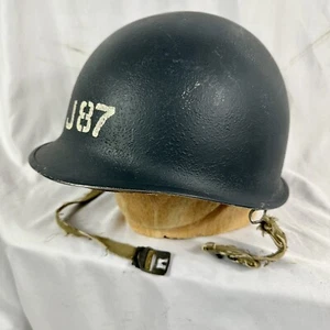 Original WWII US Navy Painted M-1 Helmet Stenciled - Picture 1 of 7