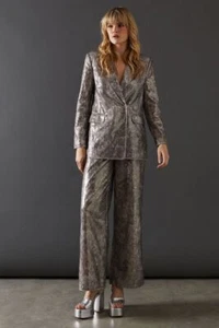 Women Sequin Suit Peak Lapel Wedding Party Business Casual Outfits 2 Piece Set - Picture 1 of 14