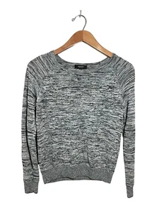 Babaton Linen Sweater Women's XS Marled Space Dye Raglan Pullover Black Gray - Picture 1 of 4