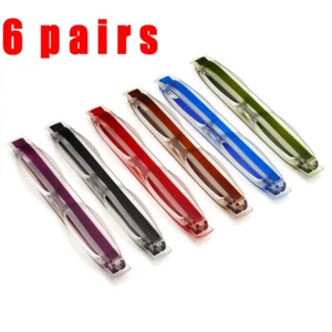 6 Pk Reading Glasses Rotation Folding Portable Frame Eyeglass Readers - Picture 1 of 6