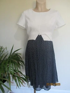 SERAPHINE LUXE MATERNITY NURSING SMART NAVY & WHITE FORMAL OCCASION DRESS SIZE 8 - Picture 1 of 4
