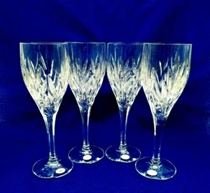 Vintage GORHAM Crystal STAR BLOSSOM pattern Wine Glasses Goblet Set of 4 - H 8" - Picture 1 of 9