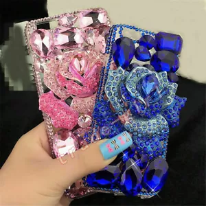 Luxury Bling Glitter Rose Diamond Rhinestone Crystal Case Cover For Cell Phones - Picture 1 of 3