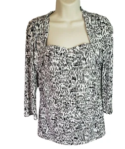 Blusa Essentials by Milano Pequeña Elástica Blanca Negra Escote Corazón T48 - Imagen 1 de 5