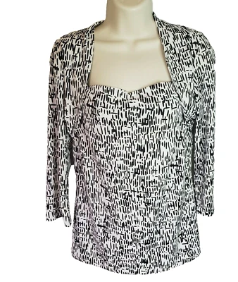 Blusa Essentials by Milano Pequeña Elástica Blanca Negra Escote Corazón T48 Foto 1 de 4