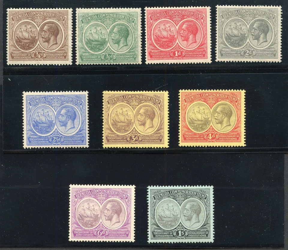 BERMUDA 1920/21 KING GEORGE V TERCENTENARY SCOTT #55/69, SG #59/67 MINT HINGED - Image 1 of 1
