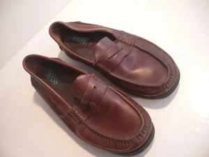Schönes gebrauchtes Paar Herren Größe 9,5 M Bass Hawk II D003 braun Leder Obermaterial Penny Loafer - Bild 1 von 10