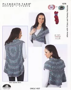Circle Vest - Plymouth Yarn KNITTING PATTERN #1078 - Women - Pattern Only - Picture 1 of 2