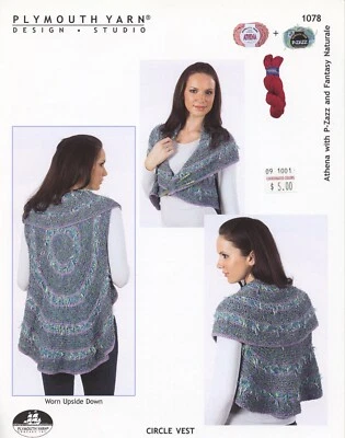 Circle Vest - Plymouth Yarn KNITTING PATTERN #1078 - Women - Pattern Only - Image 1 of 2