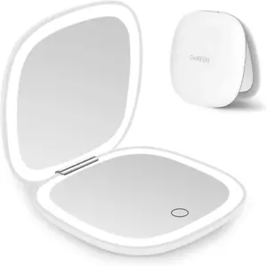 Compact Mirror, Lighted Travel Makeup Mirror with 1X/10X Magnifying Double Sided - Picture 1 of 12