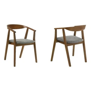 Armen Living Santana 18" Wood & Fabric Dining Chair in Charcoal (Set of 2) - Picture 1 of 11