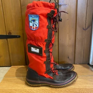 Pajar Canada Grip Tall Lace Insulated Waterproof Winter Red Boots EU 38 UK 5 - Picture 1 of 9