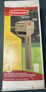 Rubbermaid Gentry Plastic Dual Access Mailbox & Post GC1M0000 Mocha DAMAGED BOX - Picture 1 of 12
