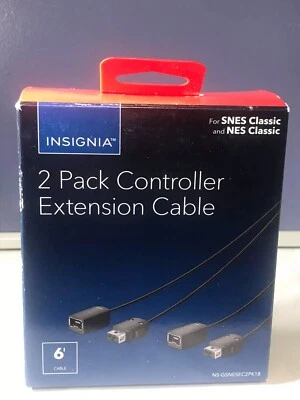 New Insignia 2-Pack 6' Extension Cable for Nintendo NES SNES Classic Controllers - Image 1 of 2